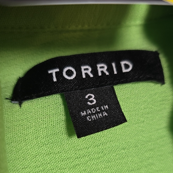 201 Torrid 3 3X Lime Green Cardigan Open Front Top Blouse Shirt - Picture 3 of 6